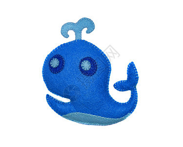 鲸鱼手工航海毛毡玩具蓝色玩物羊毛背景图片