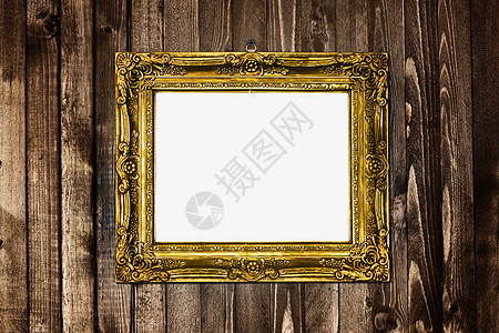 挂木头的金质金板边界浮雕乡村插图海报金属木材材料展览金子背景图片