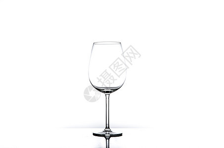 白色背景上孤立的空葡萄酒杯品酒饮料黑色液体高脚杯反射餐厅玻璃酒吧空白图片