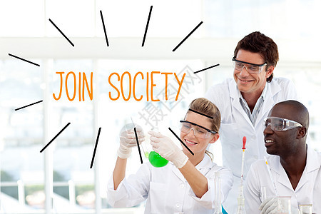 加入反对在实验室工作的科学家的社团和男性社会广告女性招聘研究所检查药品化学大学图片