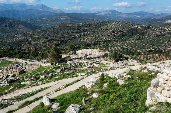 Mycenae 希腊考古遗址建筑学废墟墙壁木马王朝青铜地标独眼巨人堡垒图片