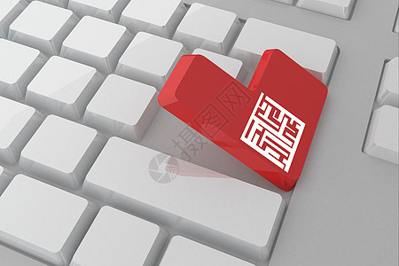 密钥上迷宫的复合图像计算键盘起重电脑钥匙绿色绘图红色计算机技术图片