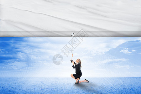 商业女商务人士的复合图像拉着白色屏幕金发女郎浅色计算机人士女性女士天空套装商务职业图片