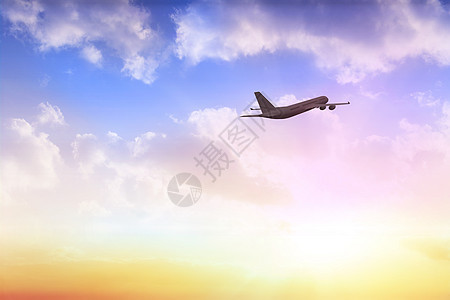 图形飞机的复合图象旅行日出天空多云航空阳光航班绘图环境飞行图片