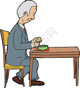 男人在餐桌吃饭图片