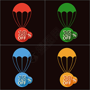 折扣降落伞市场晋升插图零售数字商业价格营销红色金融背景图片