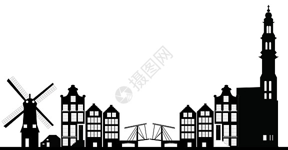 AMstrdam 天线生活酒店建筑学景观绘画特丹教会风车城市建筑物图片