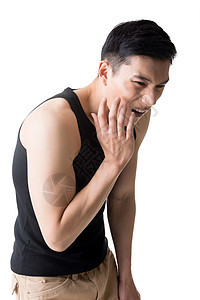带牙痛的亚洲青年男子焦虑男人挫折药品牙科困惑疾病保健疼痛伤害图片