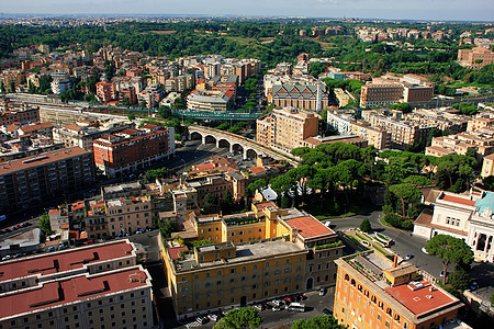 意大利罗马圣彼得巴西利卡对梵蒂冈的空中观察宗教旅行公园天线花园领土首都大教堂旅游教会图片