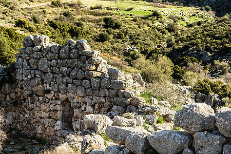 Mycenae 希腊考古遗址王朝石头废墟纪念碑岩石艺术历史性巨人地标青铜图片