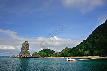 泰国昂忠国家海洋公园泰国公园海岸线洞穴蓝色盐水天线海滩天堂海洋海景图片