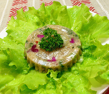 肉汁点心明胶肉汤食物香菜果冻状蔬菜盘子猪肉午餐小吃图片