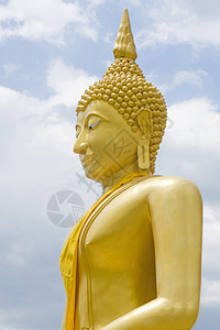 封印佛像宗教佛教徒冥想信仰蓝色精神雕像雕塑寺庙金子图片