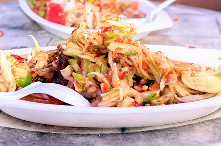 香辣芒果沙拉美食餐厅颗粒状食物传统营养沙拉午餐蔬菜洋葱图片