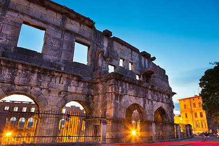克罗地亚普拉的罗马安菲剧院光线历史性体育馆文化射线旅行交通旅游目的地景区图片