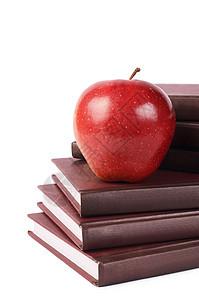 白纸上孤立苹果的书白色大学食物课堂商业学生收藏学习文学教育图片