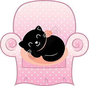 粉色沙发上的可爱的睡梦猫图片