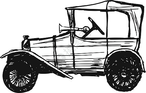 反光车手绘插图古董车轮卡通片机器汽车历史性草图车辆图片
