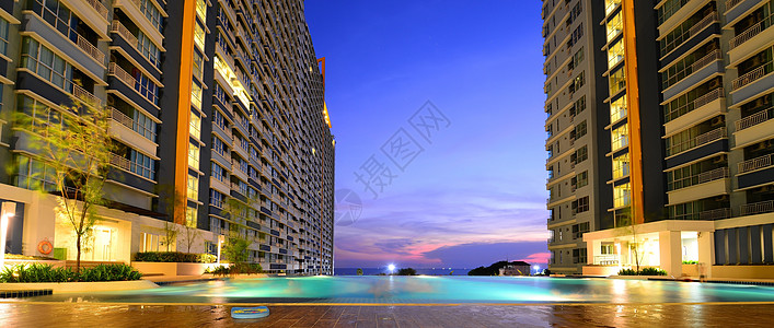 泰国海现代公寓全景背景