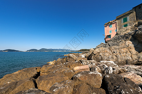 拉斯佩吉亚湾意大利利古里亚全景诗人石头天空海岸线海湾假期海浪水景岩石图片