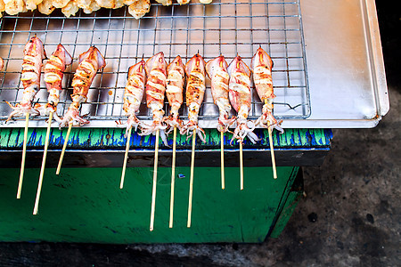 灰状鱿鱼炙烤海鲜生产烧烤烹饪章鱼饮食午餐美食海洋图片