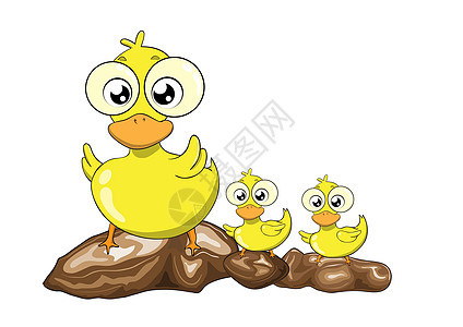 鸭母及其鸭子矢量卡通农场小鸭子家庭动物母亲黄色插图婴儿孩子们蹼状图片