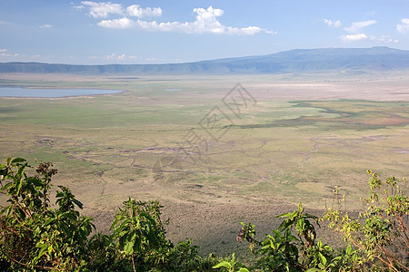 非洲坦桑尼亚的恩戈龙戈罗火山坑晴天绿色大草原蓝色荒野环境国家陨石土地旅游图片