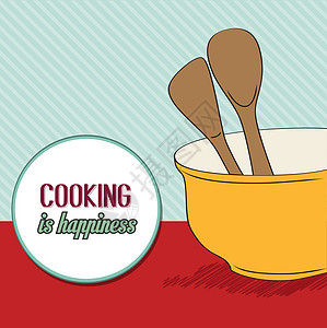 厨房背景和烹饪木制用具储存罐海报白色工作实施贮存勺子团体家庭插图工具图片
