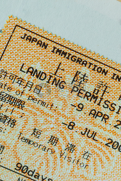 用于旅行概念背景的日本护照印章签证图片