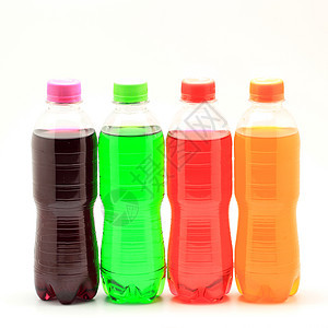 软饮料可乐碳酸果汁玻璃塑料苏打绿色瓶子红色橙子背景图片