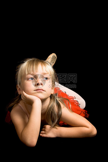 小型芭蕾舞女孩紧身衣艺人红色舞蹈家舞蹈服装肩带戏服演员图片
