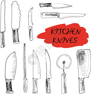 厨房刀用具屠夫金属团体收藏面包餐厅工具刀具烹饪图片