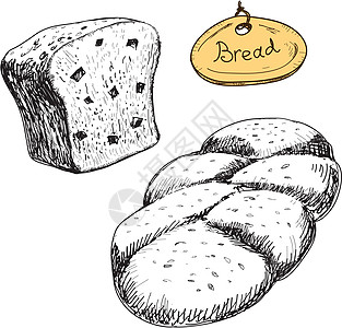 Bread 矢量手绘插图集绘画草图木刻烘烤面粉厨房蚀刻种子食物糕点图片