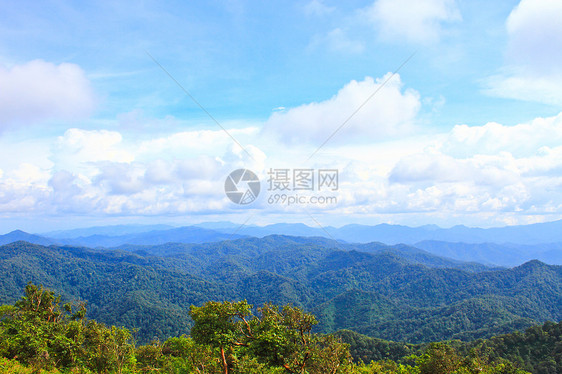 河谷的视线向北边1200米的高峰季节天气蓝色公园木头国家天空森林环境薄雾图片