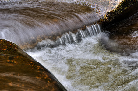 小型瀑水细节植物岩石叶子溪流激流天堂运动公园木头森林图片