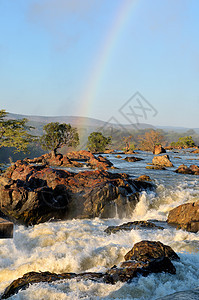 纳米比亚鲁阿卡纳瀑布日出巨石洪水彩虹峡谷日落瀑布急流岩石戏剧性悬崖图片