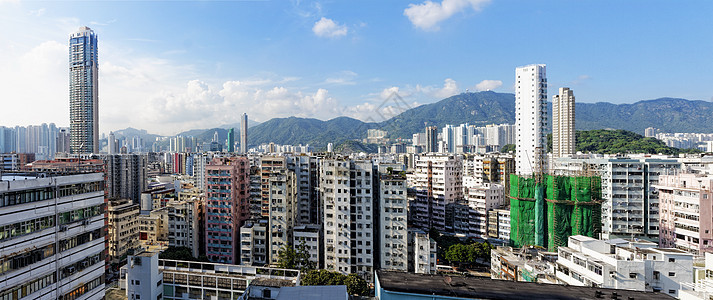 香港与城市摩天大楼的航空观察全景旅行场景建筑市中心蓝色建筑学景观天际办公室地标图片