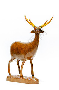 雕刻木鹿棕色艺术童年雕像玩具哺乳动物木材手工乐趣喇叭图片