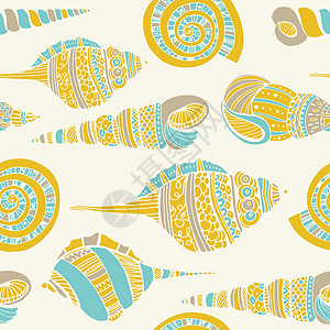 无缝合海壳裁缝模式蜗牛风格异国珍珠扇贝情调漩涡旅行热带装饰品图片