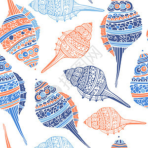 无缝合海壳裁缝模式装饰蜗牛贝类扇贝风格情调珍珠螺旋假期海滩图片