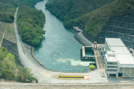 斯里那卡林大坝瀑布贮存天空水电植物蓝色生产技术工程障碍图片