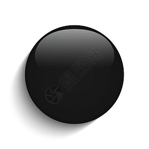 白色背景上的黑玻璃圆环按钮艺术反射圆圈徽章黑色阴影玻璃网络圆形塑料图片