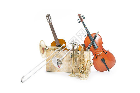 很多乐器音乐会音乐家吉他篮子萨克斯大提琴乐队细绳小提琴工作室图片