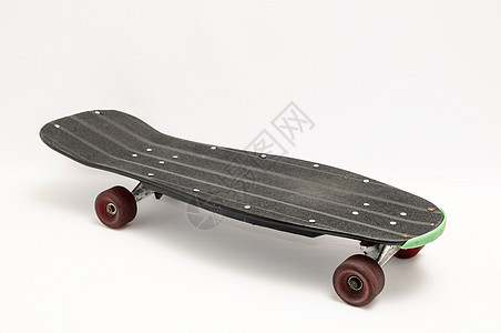 旧用木制滑板蓝色木头甲板平衡活动框架享受乐趣溜冰者长板图片