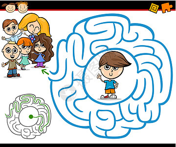 迷宫或迷宫卡通迷宫游戏教育绘画学习孩子们小路漫画学校解决方案幼儿园插图图片