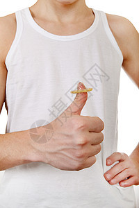 缩略图上的安全套乳胶男性汗衫黄色性欲卫生橡皮成人花花公子手势图片