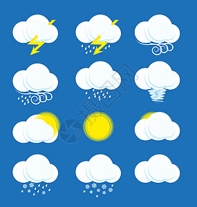 天气图标蓝色技术闪电阳光预报温度计季节下雨天空空气图片