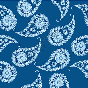 无缝模式 Paisley包装网络帆布正方形纤维阴影墙纸蓝色叶子编织图片