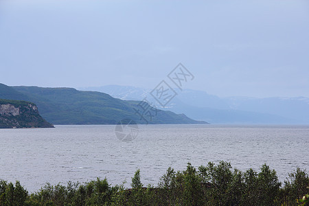 挪威风貌松树顶峰旅行房屋边缘岩石海景蓝色假期森林图片