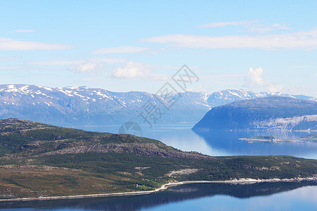 挪威北部地貌景观风景旅游全景石头港口天空山峰晴天山脉峡湾图片